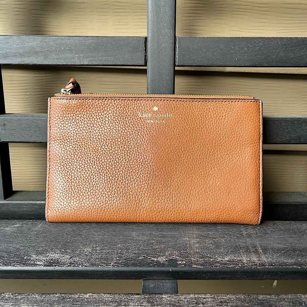 Kate Spade double Zip Tan wallet